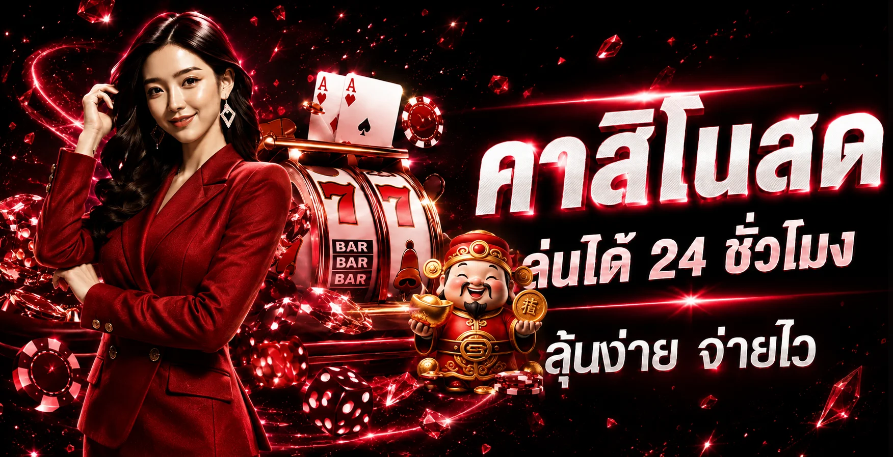 คาสิโนสด MAFIA168 พร้อมโต๊ะเกมและมาสคอตนำโชค